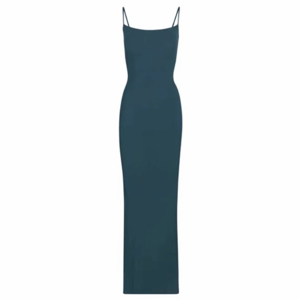 RARE Skims Ribbed Lounge Long Slip Dress Maxi - Teal